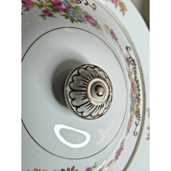 Maruichi China Serving Bowl Lid Set Rose Pattern Occupied Japan Replacement 40s - Picture 6 of 15